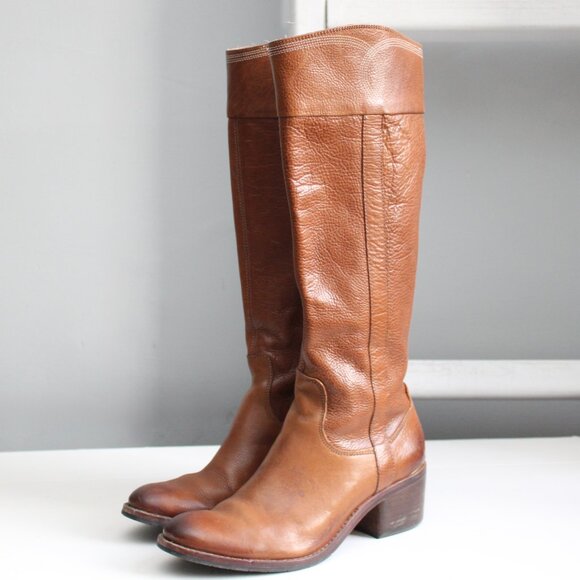 Donald J. Pliner Caramel Brown Tan Knee-High Willi Riding Boots Size 7 - Picture 2 of 9